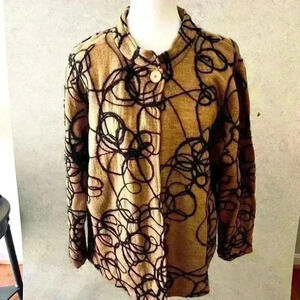 JONES NEWYORK 1X WOMENS PLUS CAREER RAISED  PATTERN LAYERING  LIGHTWEIGHT JACKET